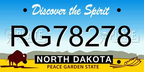 RG78278 North Dakota License Plate