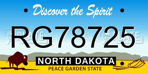 RG78725 North Dakota License Plate