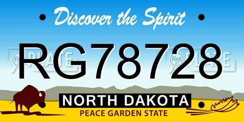 RG78728 North Dakota License Plate