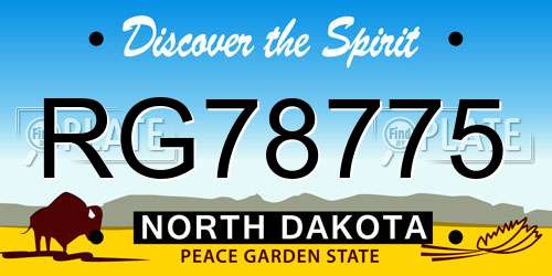 RG78775 North Dakota License Plate