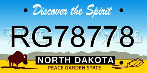 RG78778 North Dakota License Plate