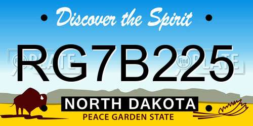 RG7B225 North Dakota License Plate
