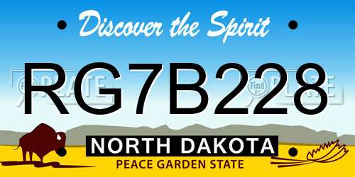 RG7B228 North Dakota License Plate