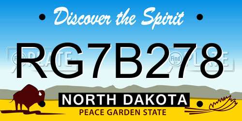 RG7B278 North Dakota License Plate