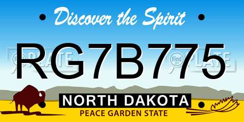 RG7B775 North Dakota License Plate