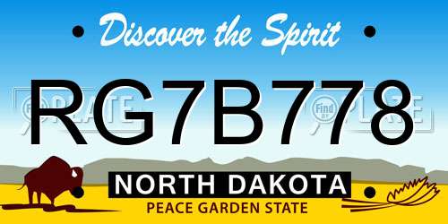 RG7B778 North Dakota License Plate