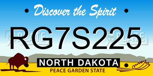 RG7S225 North Dakota License Plate