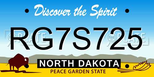 RG7S725 North Dakota License Plate