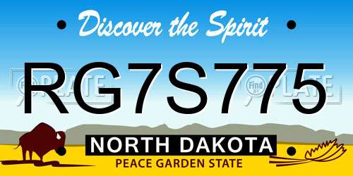 RG7S775 North Dakota License Plate