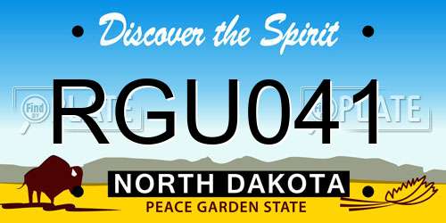 RGU041 North Dakota License Plate