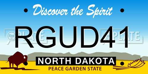 RGUD41 North Dakota License Plate