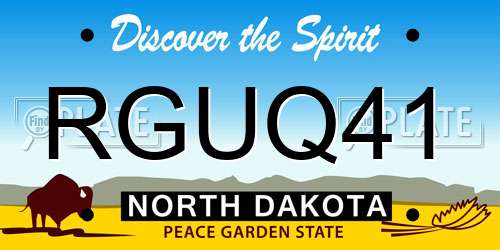 RGUQ41 North Dakota License Plate
