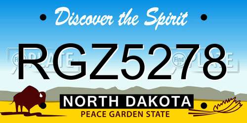 RGZ5278 North Dakota License Plate