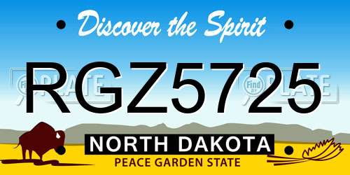 RGZ5725 North Dakota License Plate