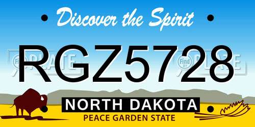 RGZ5728 North Dakota License Plate