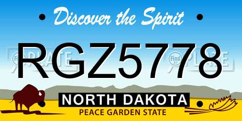 RGZ5778 North Dakota License Plate