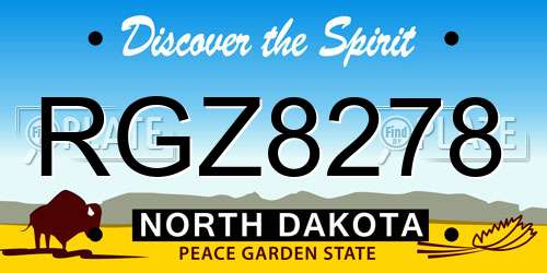 RGZ8278 North Dakota License Plate