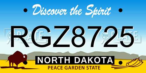 RGZ8725 North Dakota License Plate