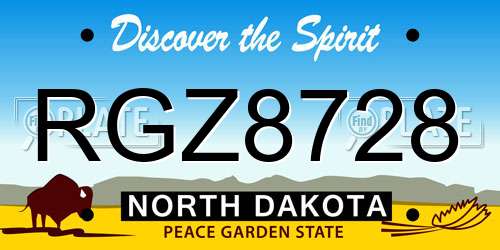 RGZ8728 North Dakota License Plate