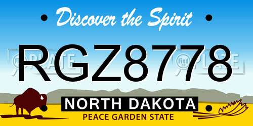 RGZ8778 North Dakota License Plate