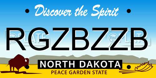 RGZBZZB North Dakota License Plate