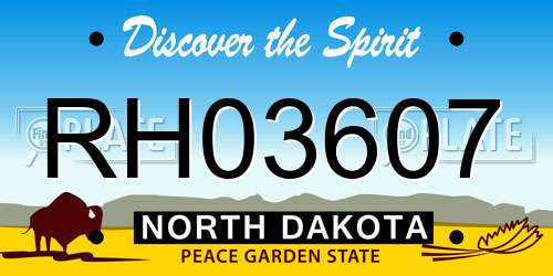 RH03607 North Dakota License Plate