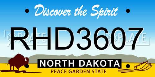 RHD3607 North Dakota License Plate