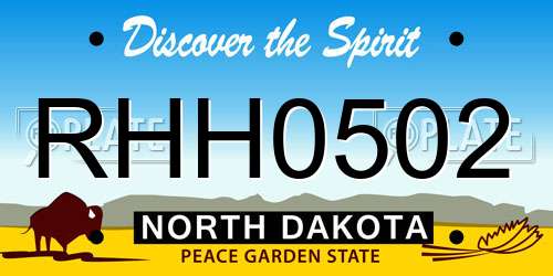 RHH0502 North Dakota License Plate