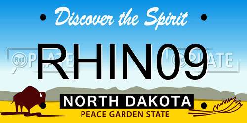 RHIN09 North Dakota License Plate