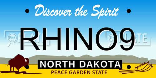 RHINO9 North Dakota License Plate
