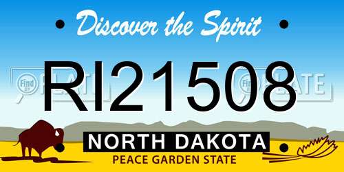 RI21508 North Dakota License Plate