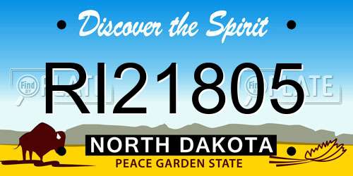 RI21805 North Dakota License Plate