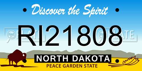 RI21808 North Dakota License Plate