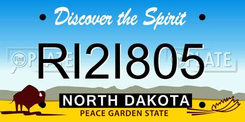 RI2I805 North Dakota License Plate