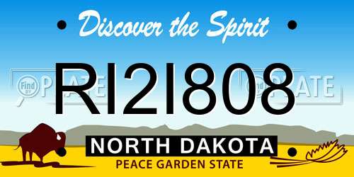 RI2I808 North Dakota License Plate