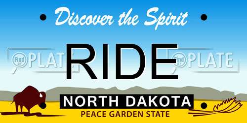 RIDE North Dakota License Plate