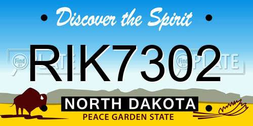 RIK7302 North Dakota License Plate