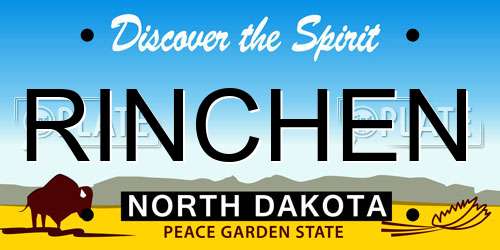 RINCHEN North Dakota License Plate