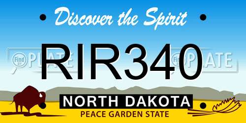 RIR340 North Dakota License Plate