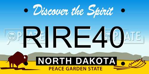 RIRE40 North Dakota License Plate
