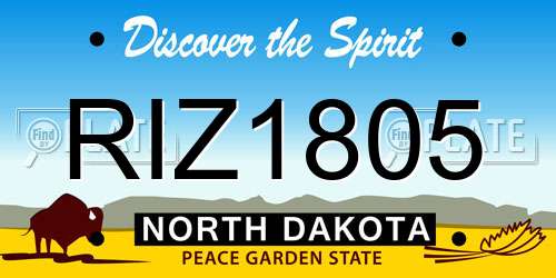 RIZ1805 North Dakota License Plate