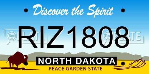 RIZ1808 North Dakota License Plate
