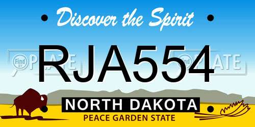 RJA554 North Dakota License Plate