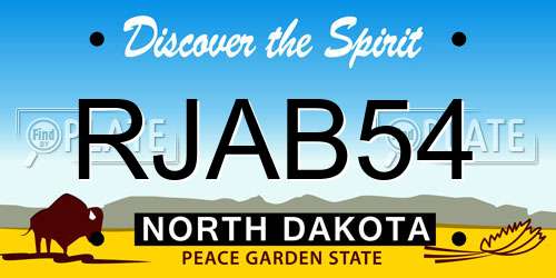 RJAB54 North Dakota License Plate