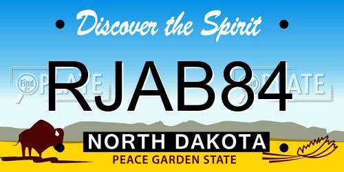 RJAB84 North Dakota License Plate
