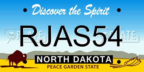RJAS54 North Dakota License Plate