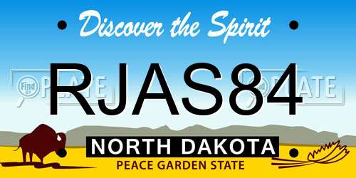 RJAS84 North Dakota License Plate