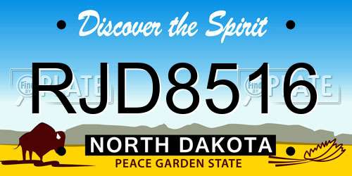 RJD8516 North Dakota License Plate
