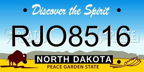 RJO8516 North Dakota License Plate