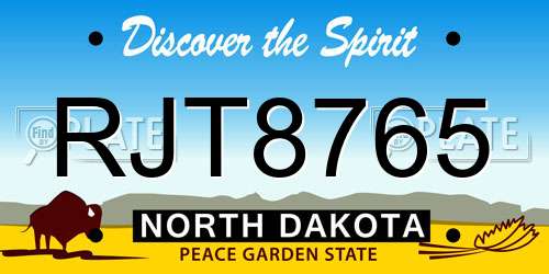 RJT8765 North Dakota License Plate